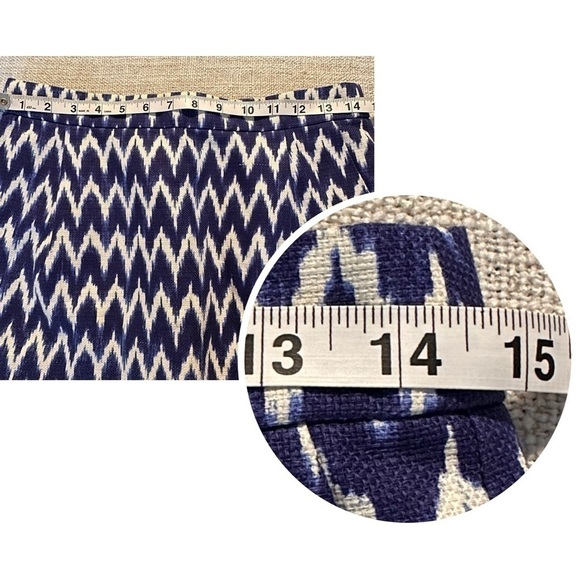 J. CREW Blue White Zig Zag Jacquard Mini Skirt Pockets Suit Career Chic Women 4 - Picture 13 of 14